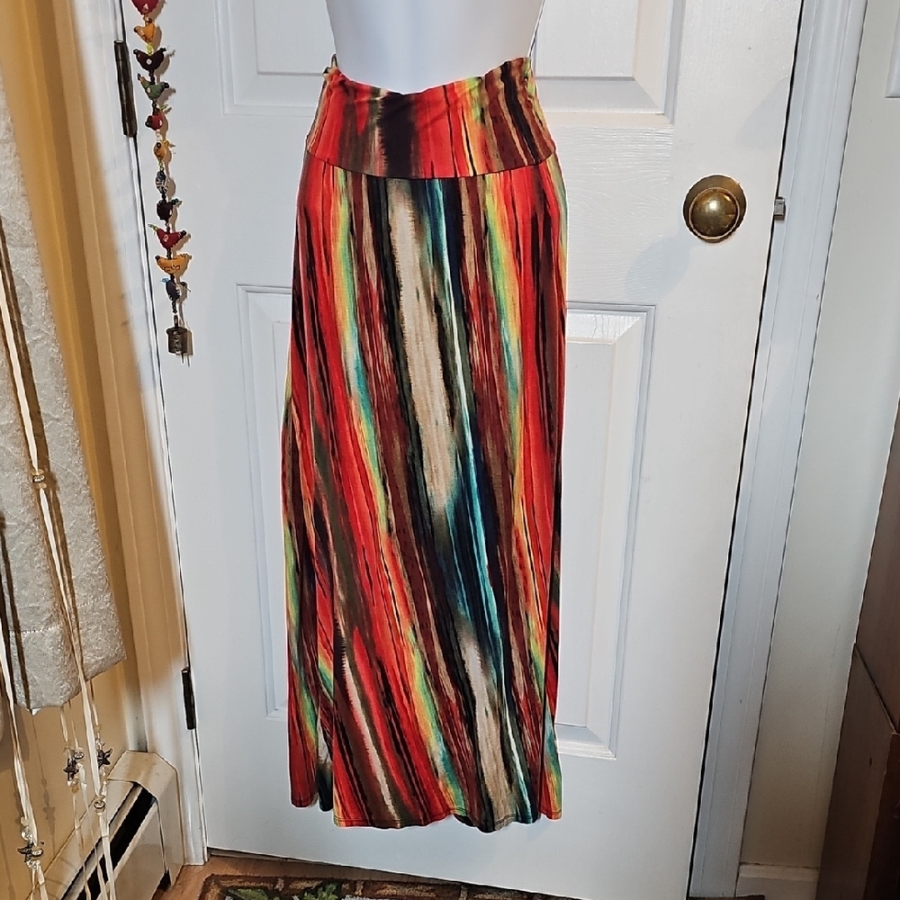 Wet Seal Vibrant Maxi Skirt with Multicolor Stripes
